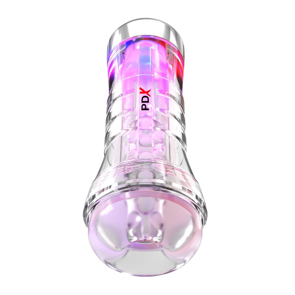 PDX Elite ViewTube XXL LED Stroker - Clear Stroker with LED Lights - silkandsin