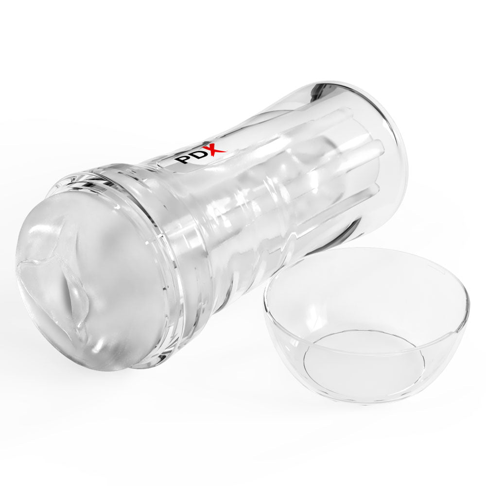 PDX Extreme Wet Pussies - Super Luscious Lips - Clear - Clear Self Lubricating Vagina Stroker - Silk and Sin