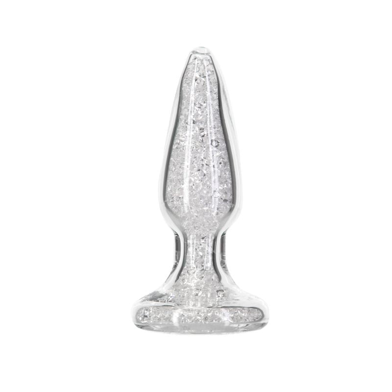 Pillow Talk Fancy Luxurious Glass Anal Plug w Clear Gem - Silk and Sin