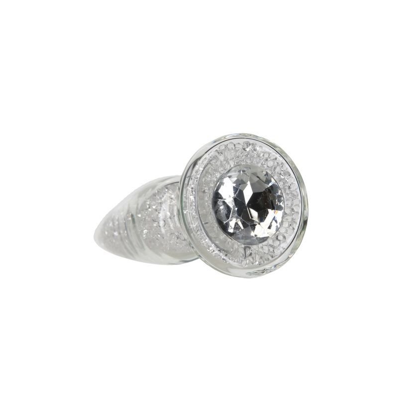 Pillow Talk Fancy Luxurious Glass Anal Plug w Clear Gem - Silk and Sin