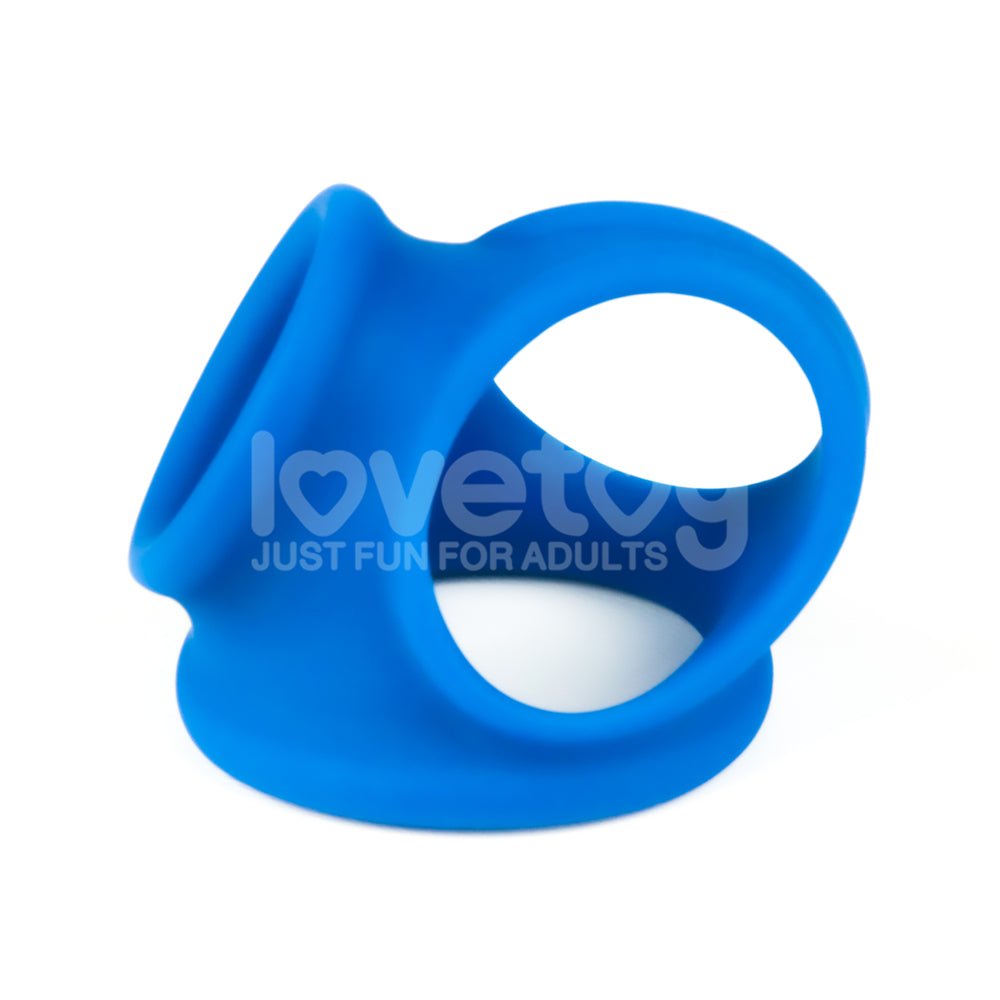 Pinnacle Pro Trio Grip Enhancer - Blue Cock & Balls Ring - Silk and Sin