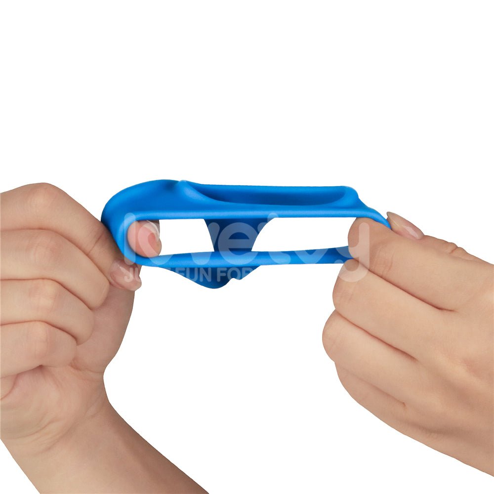 Pinnacle Pro Trio Grip Enhancer - Blue Cock & Balls Ring - Silk and Sin
