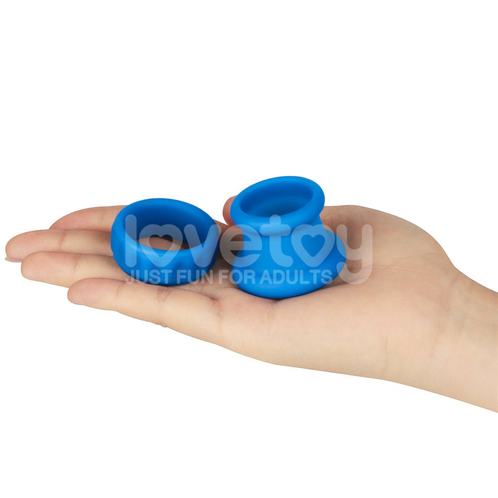 Pinnacle Pro Twin Flex - Blue Cock & Balls Rings - Silk and Sin