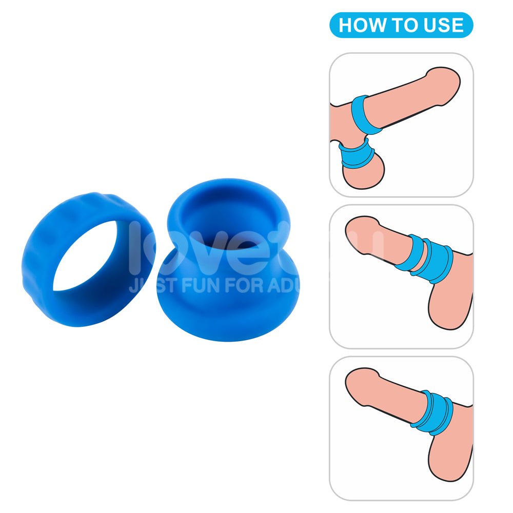 Pinnacle Pro Twin Flex - Blue Cock & Balls Rings - Silk and Sin