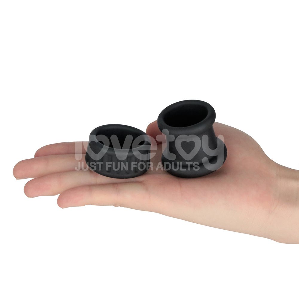 Pinnacle Pro Twin Grip Enhancer - Black Cock & Balls Ring - Silk and Sin