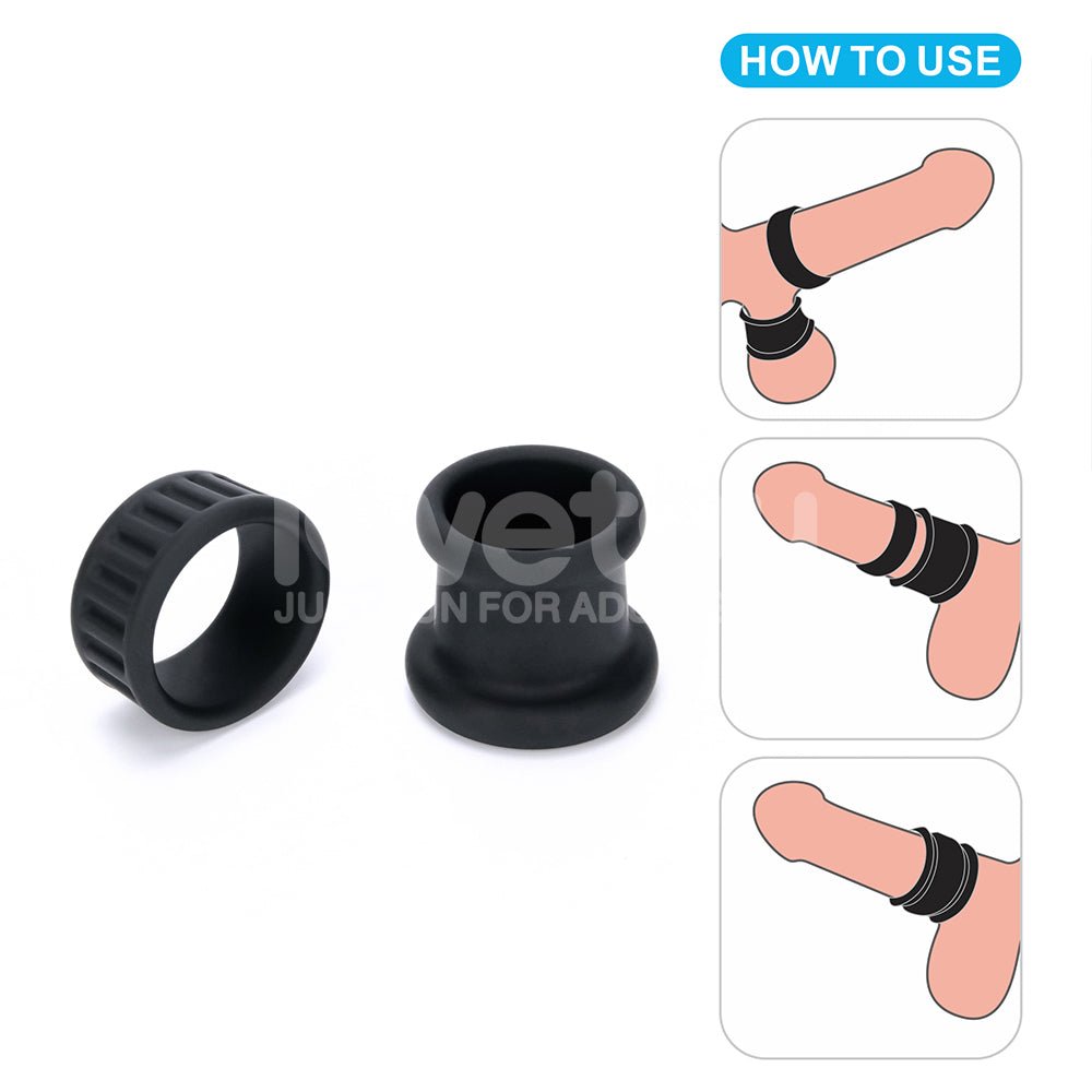 Pinnacle Pro Twin Grip Enhancer - Black Cock & Balls Ring - Silk and Sin