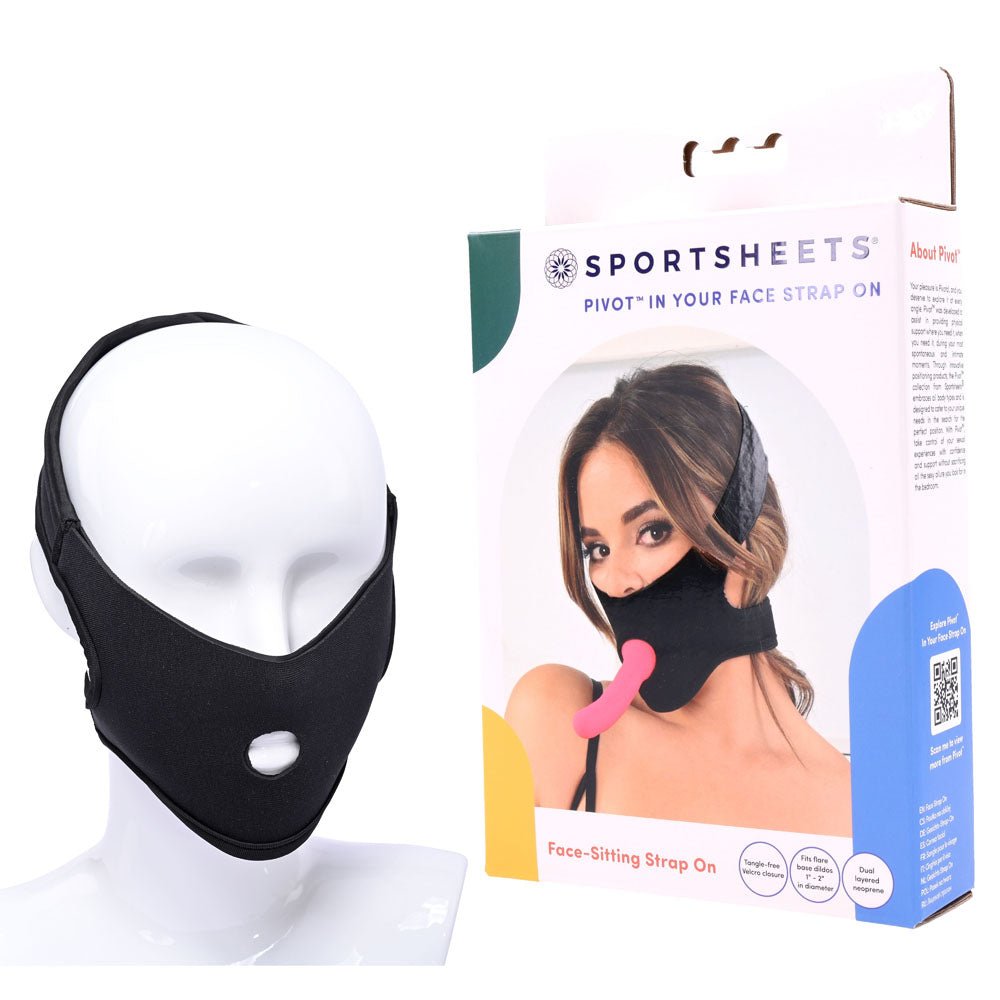 Pivot In Your Face Strap On - Black Face - Sitter Strap - On Harness (No Probe Included) - silkandsin