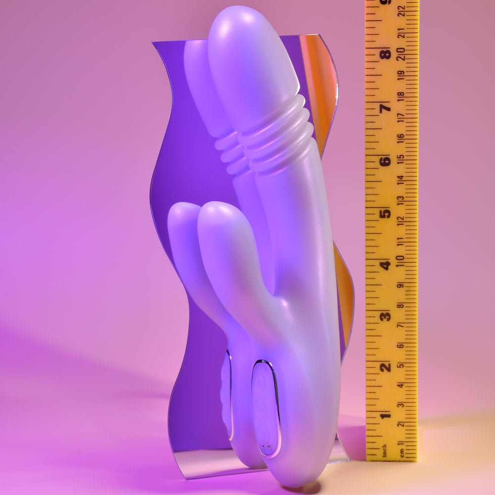 Playboy Pleasure BUMPING BUNNY - Opal 22.9 cm USB Rechargeable Thrusting & Warming Rabbit Vibrator - silkandsin