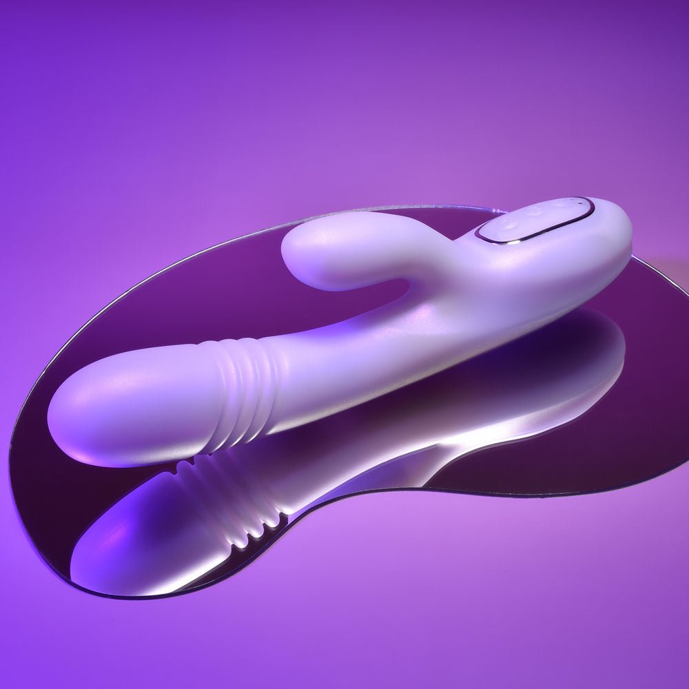 Playboy Pleasure BUMPING BUNNY - Opal 22.9 cm USB Rechargeable Thrusting & Warming Rabbit Vibrator - silkandsin