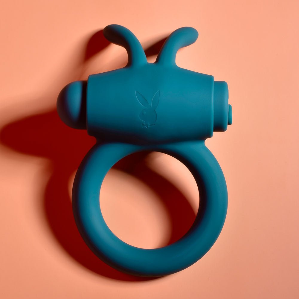 Playboy Pleasure BUNNY BUZZER - Green USB Rechargeable Vibrating Cock Ring - silkandsin