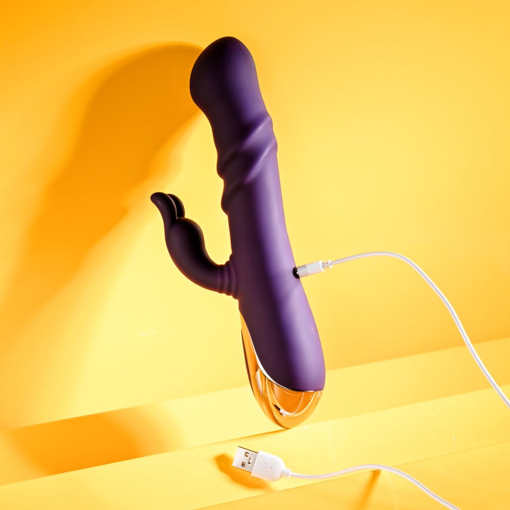 Playboy Pleasure BUNNY PUNCH - Purple 24.4 cm USB Rechargeable Twirling Rabbit Vibrator - silkandsin