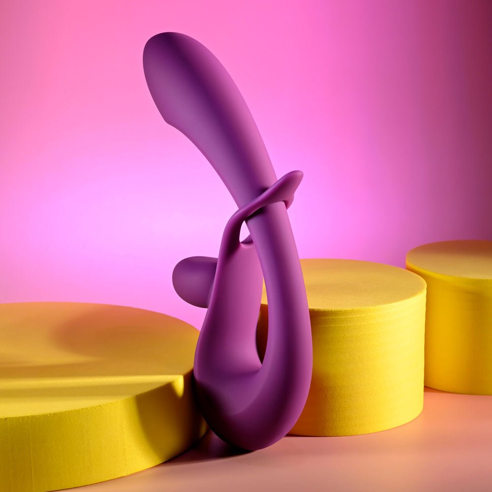 Playboy Pleasure CHA CHA SLIDE - Purple 20 cm USB Rechargeable Rabbit Vibrator - silkandsin