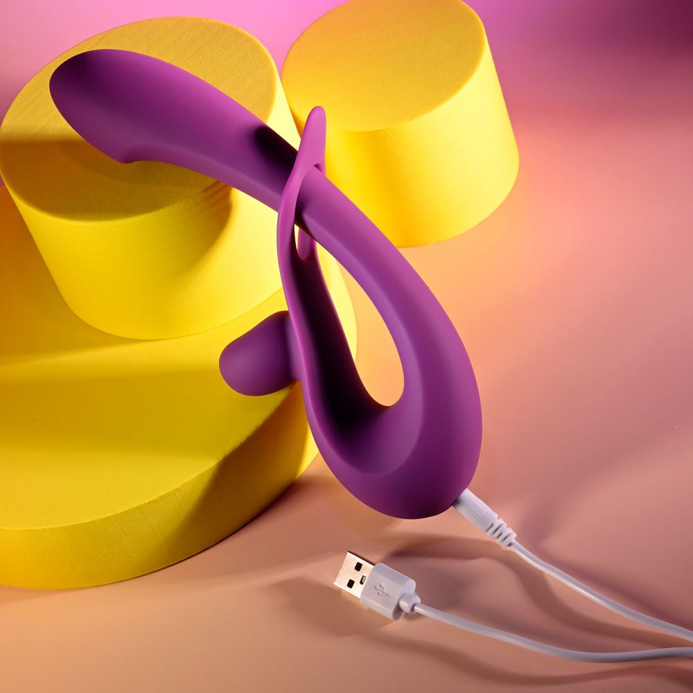 Playboy Pleasure CHA CHA SLIDE - Purple 20 cm USB Rechargeable Rabbit Vibrator - silkandsin