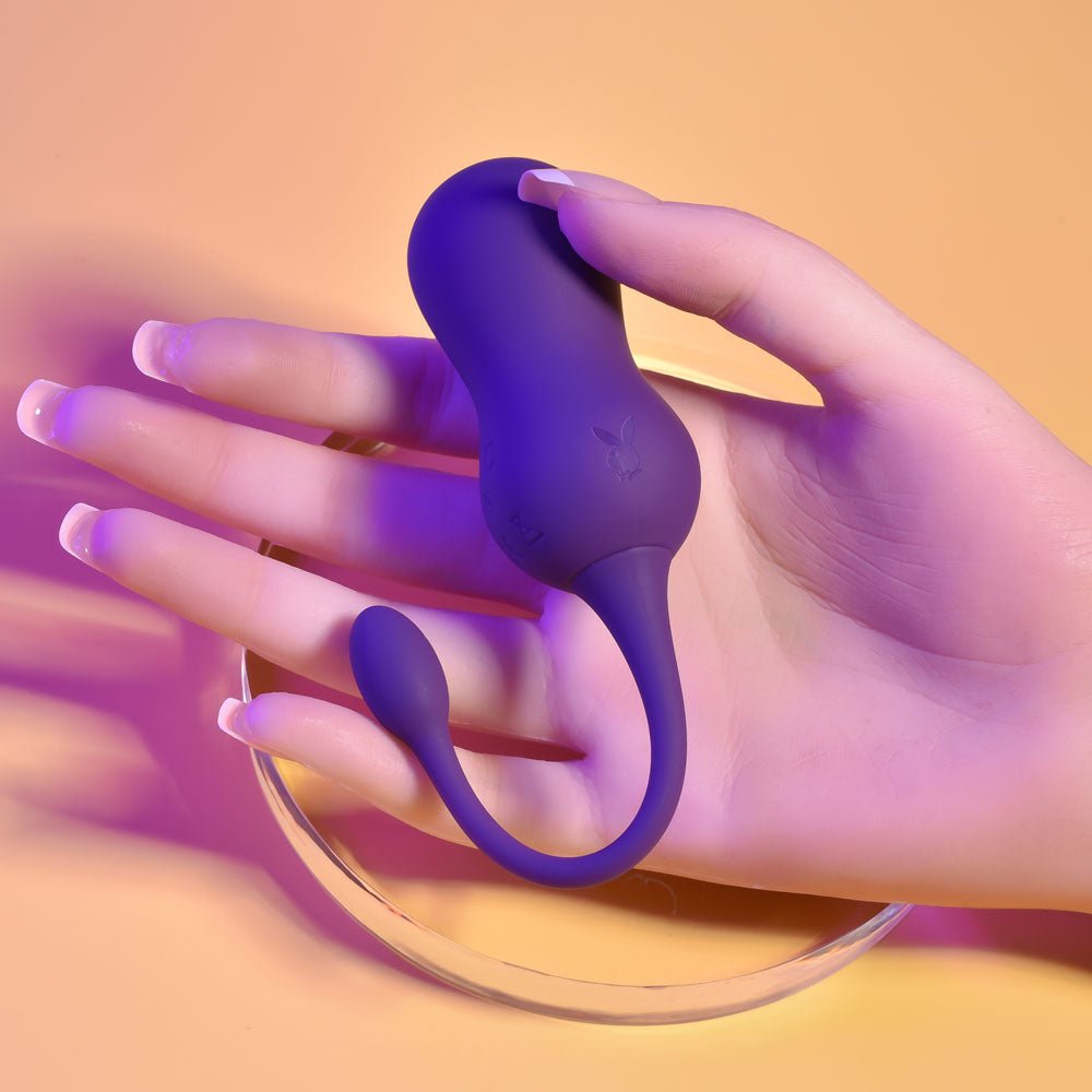 Playboy Pleasure DOUBLE TIME - Purple USB Rechargeable Vibrating Kegel Balls - silkandsin