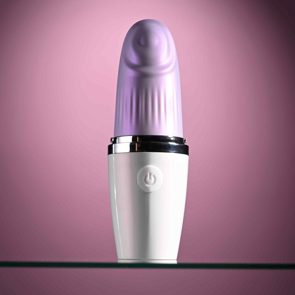 Playboy Pleasure GETAWAY - White/Purple 14.2 cm USB Rechargeable Tapping Stimulator - silkandsin