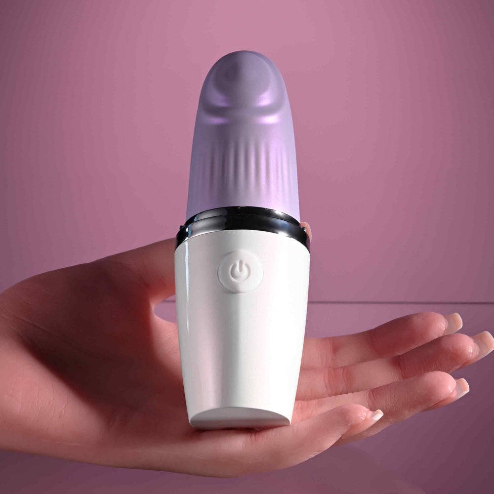 Playboy Pleasure GETAWAY - White/Purple 14.2 cm USB Rechargeable Tapping Stimulator - silkandsin