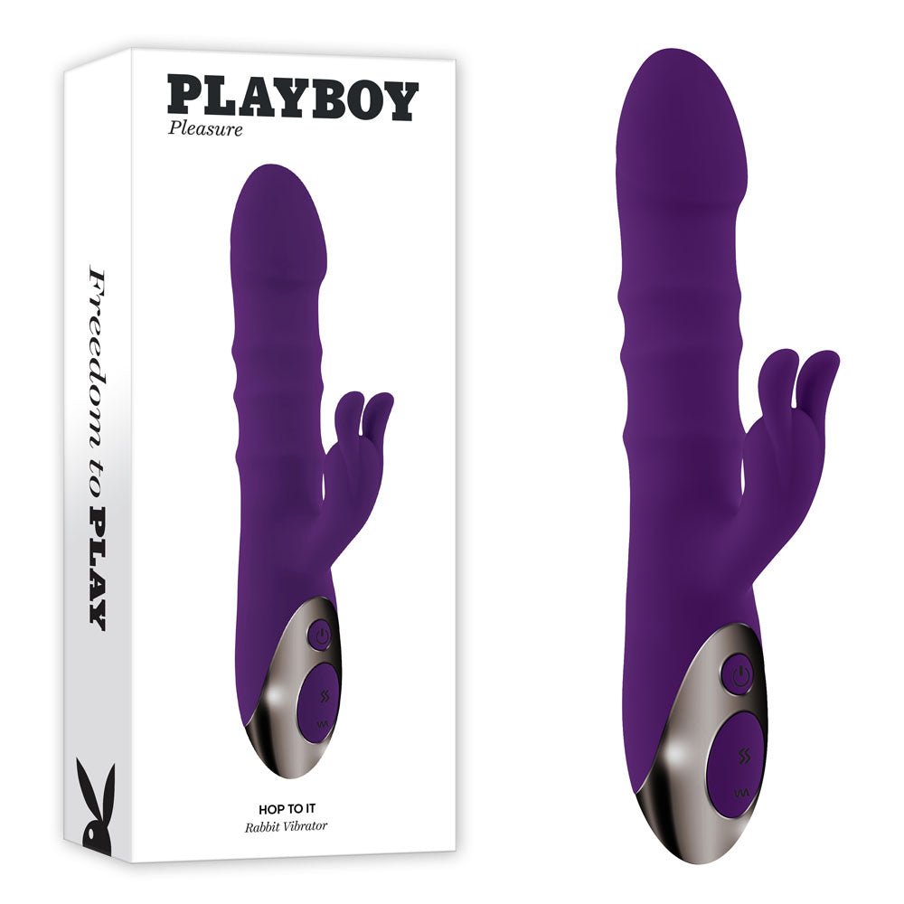 Playboy Pleasure HOP TO IT - Purple 23.5 cm USB Rechargeable Rabbit Vibrator - silkandsin