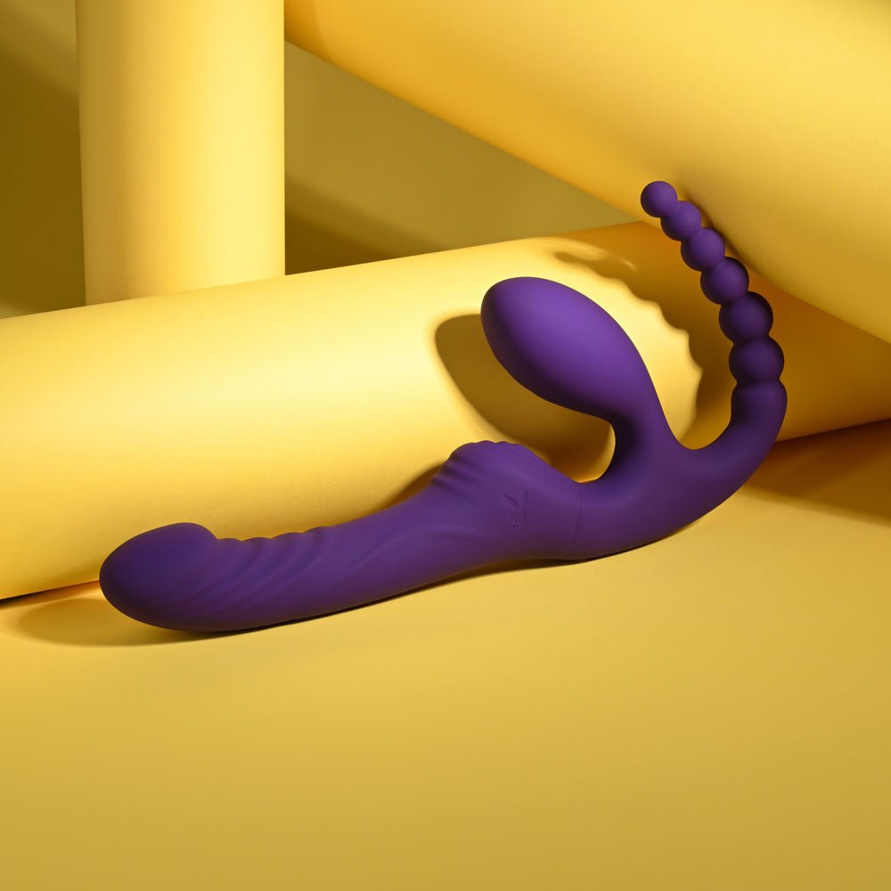 Playboy Pleasure HUG IT OUT - Purple 29 cm USB Rechargeable Strapless Strap - On - silkandsin