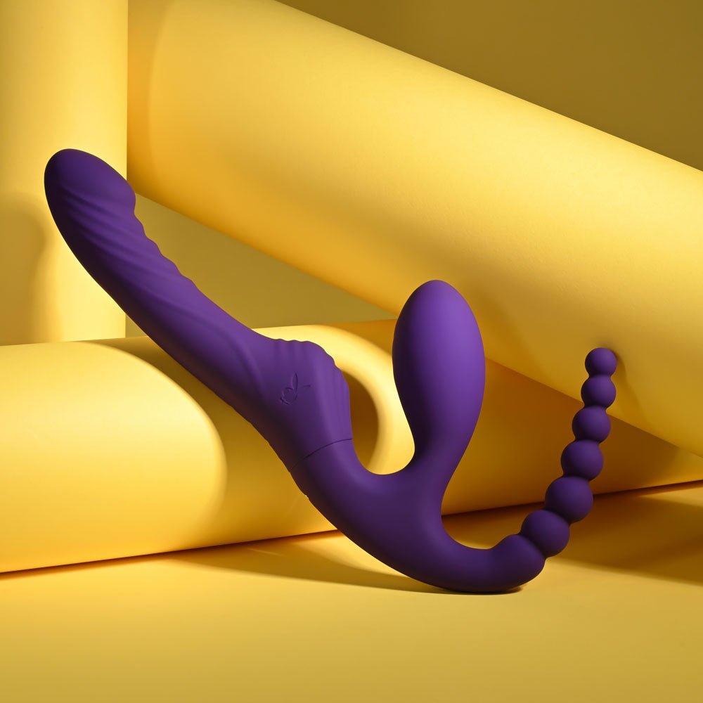 Playboy Pleasure HUG IT OUT - Purple 29 cm USB Rechargeable Strapless Strap - On - silkandsin