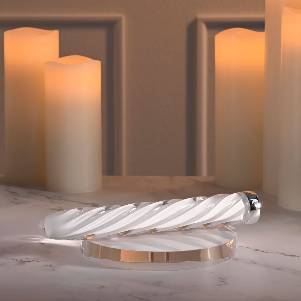 Playboy Pleasure IN A TWIST - White Glass 17.5 cm USB Rechargeable Vibrator - silkandsin