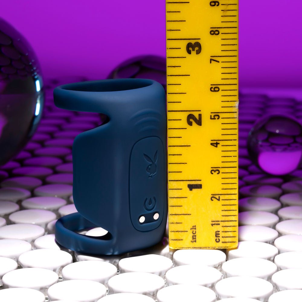 Playboy Pleasure JET PACK - Dark Blue USB Rechargeable Vibrating Penis Harness - silkandsin