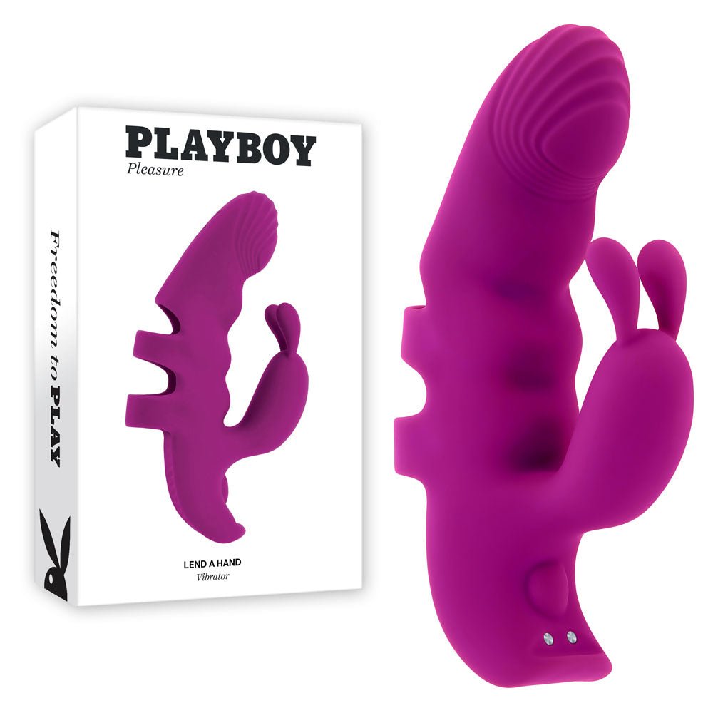 Playboy Pleasure LEND A HAND - Purple USB Rechargeable Finger Vibrator - silkandsin