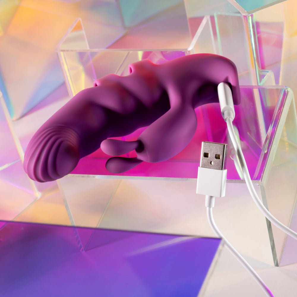 Playboy Pleasure LEND A HAND - Purple USB Rechargeable Finger Vibrator - silkandsin