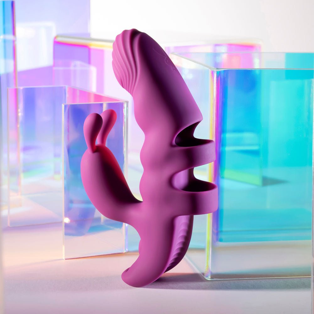 Playboy Pleasure LEND A HAND - Purple USB Rechargeable Finger Vibrator - silkandsin