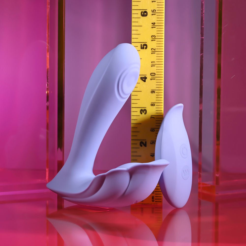 Playboy Pleasure LILAC FANTASY - Purple 13.5 cm USB Rechargeable Tapping Vibrator with Remote - silkandsin