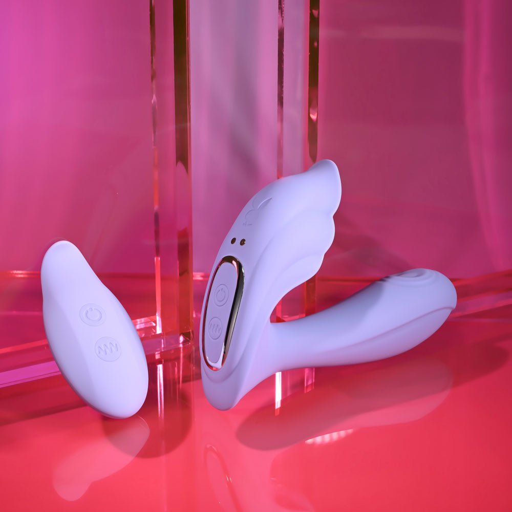 Playboy Pleasure LILAC FANTASY - Purple 13.5 cm USB Rechargeable Tapping Vibrator with Remote - silkandsin