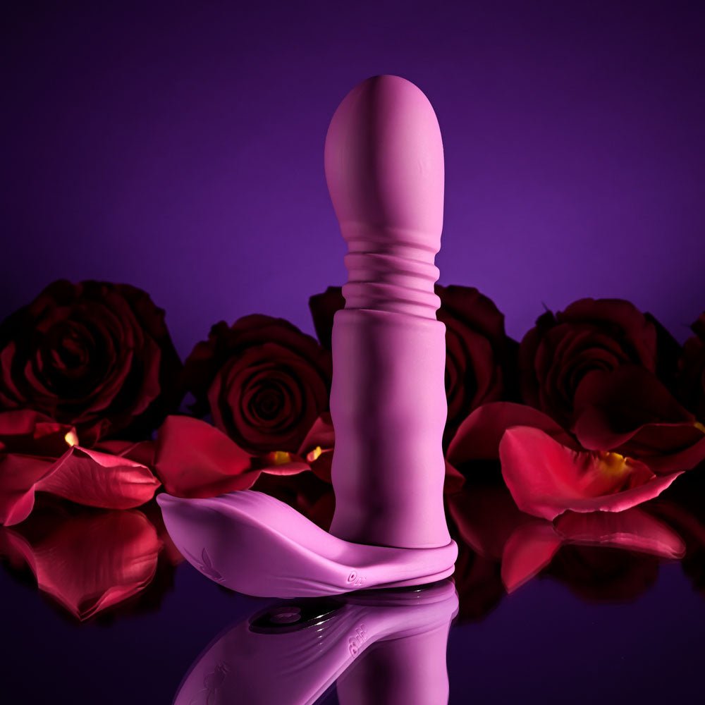 Playboy Pleasure MATCH PLAY - Pink USB Rechargeable with C - Ring Attachment - silkandsin