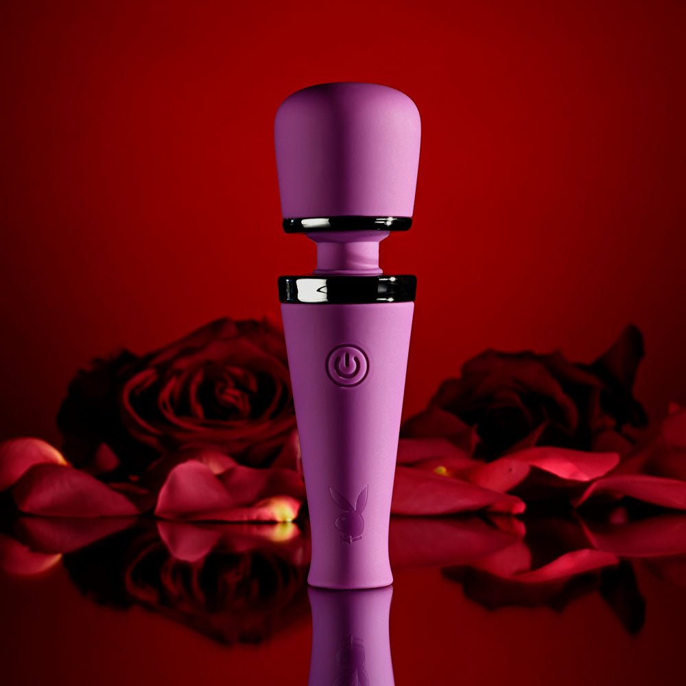 Playboy Pleasure MIC DROP - Purple 11.4 cm USB Rechargeable Vibrating Mini Massage Wand - silkandsin