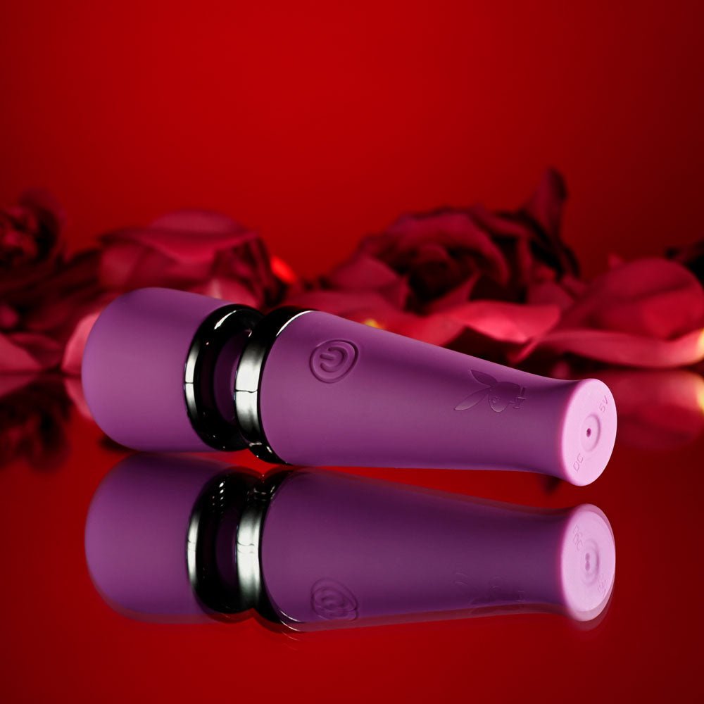 Playboy Pleasure MIC DROP - Purple 11.4 cm USB Rechargeable Vibrating Mini Massage Wand - silkandsin