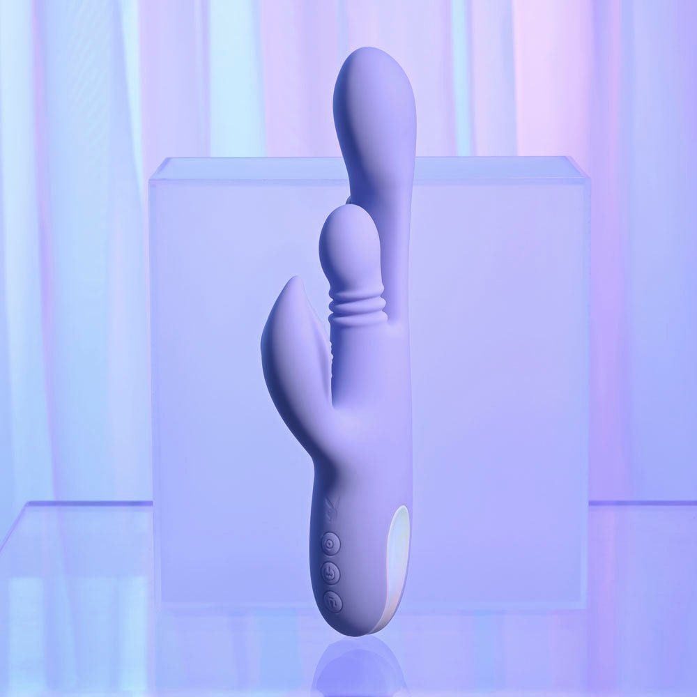 Playboy Pleasure NUBBIN RUBBIN - Purple 24.1 cm USB Rechargeable Thrusting Rabbit Vibrator - silkandsin