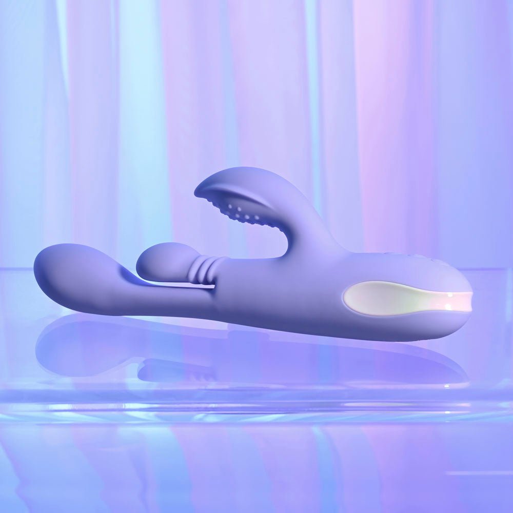 Playboy Pleasure NUBBIN RUBBIN - Purple 24.1 cm USB Rechargeable Thrusting Rabbit Vibrator - silkandsin