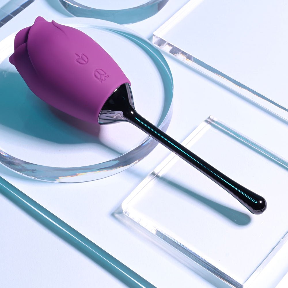 Playboy Pleasure PETAL - Purple USB Rechargeable Flicking Stimulator - silkandsin