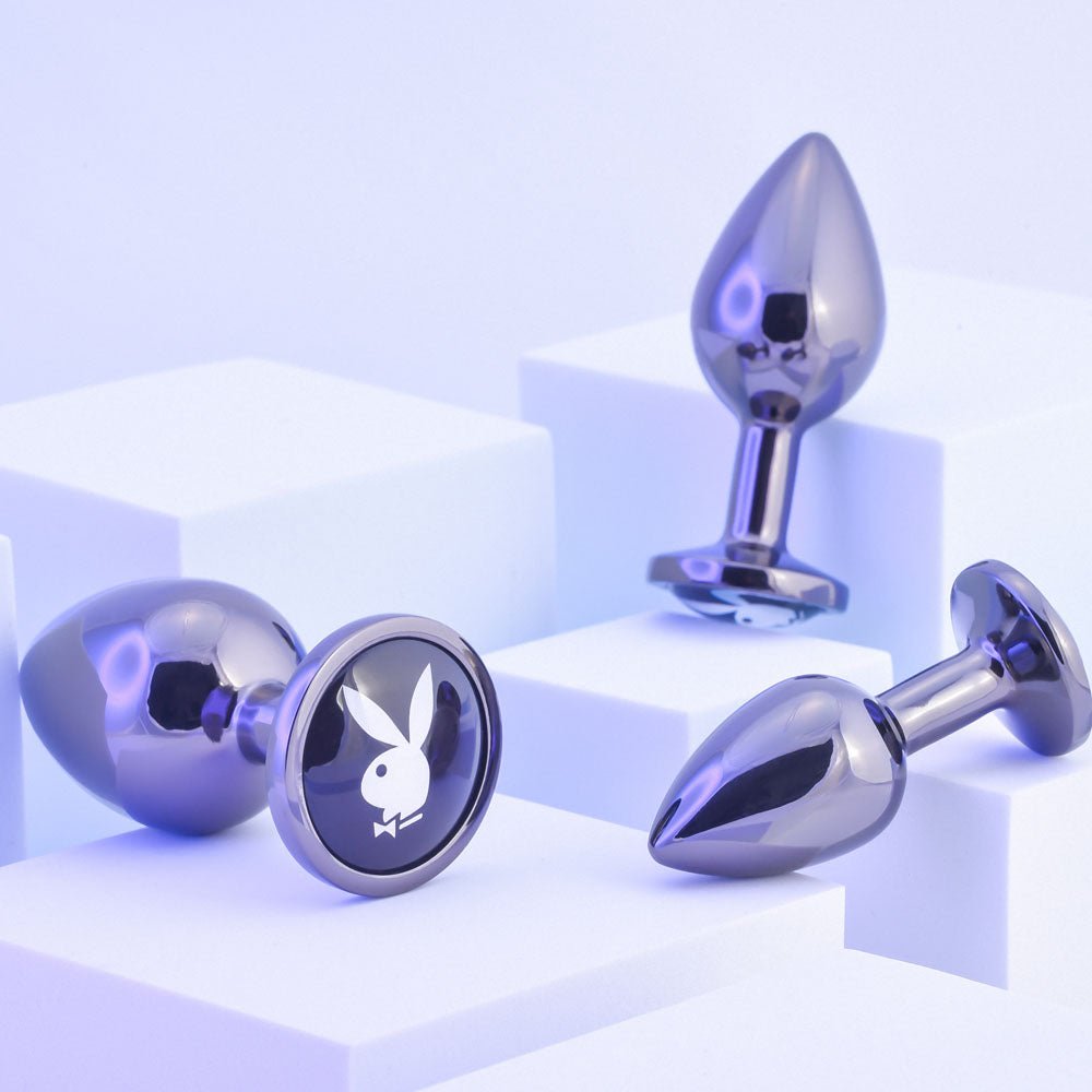Playboy Pleasure PLEASURE 3 WAYS - Metal Butt Plugs - Set of 3 Sizes - silkandsin