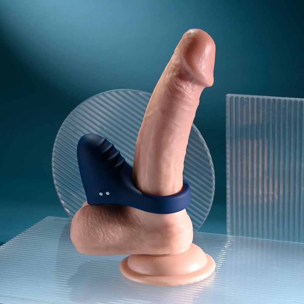 Playboy Pleasure PLEASURE POINT - Blue USB Rechargeable Vibrating Cock Ring - silkandsin