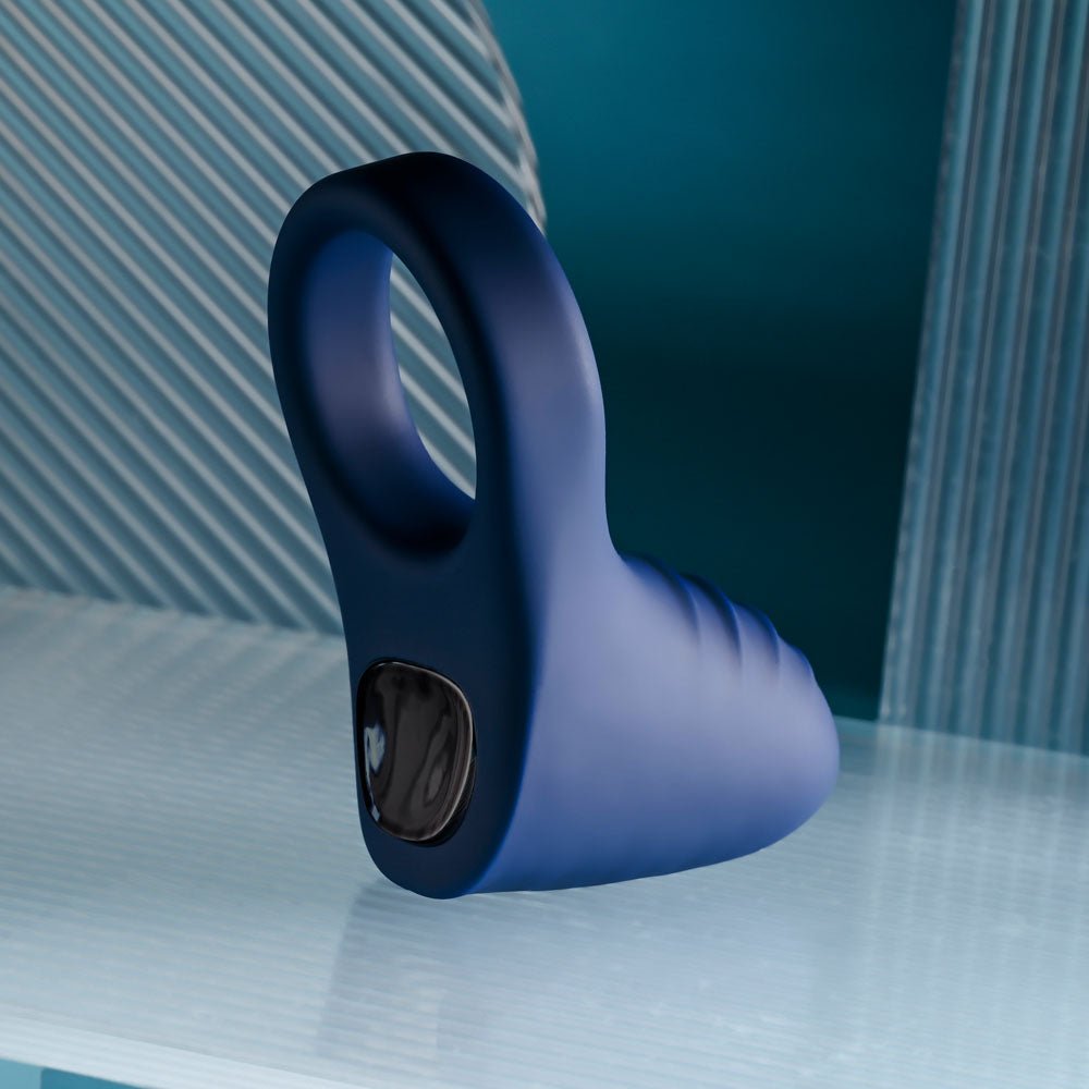Playboy Pleasure PLEASURE POINT - Blue USB Rechargeable Vibrating Cock Ring - silkandsin