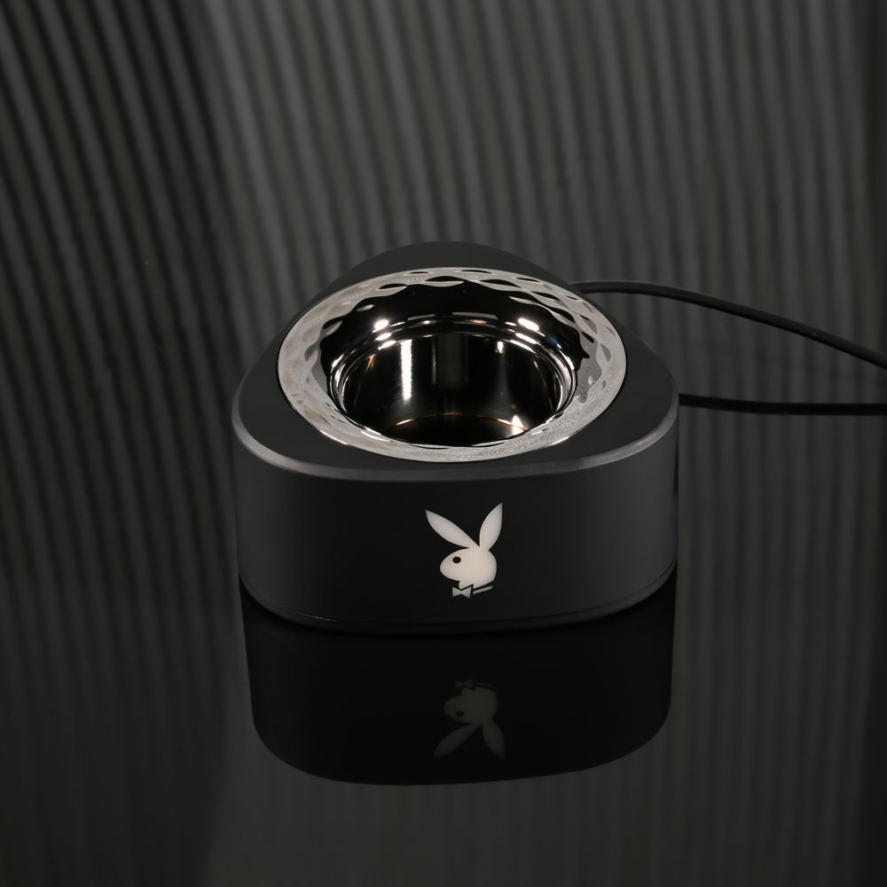Playboy Pleasure PLEASURE ZONE - Black 21.4 cm Rechargeable Vibrator with USB Charging Dock - silkandsin