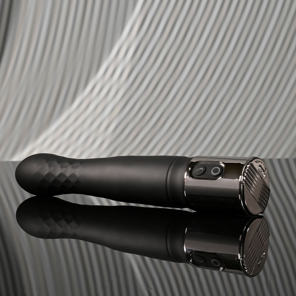 Playboy Pleasure PLEASURE ZONE - Black 21.4 cm Rechargeable Vibrator with USB Charging Dock - silkandsin