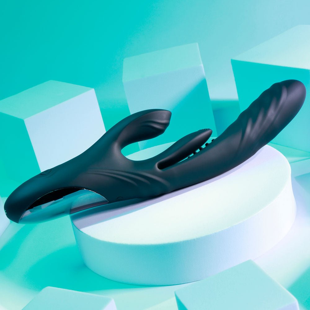 Playboy Pleasure RAPID RABBIT - Black 26.4 cm USB Rechargeable Rabbit Vibrator - silkandsin