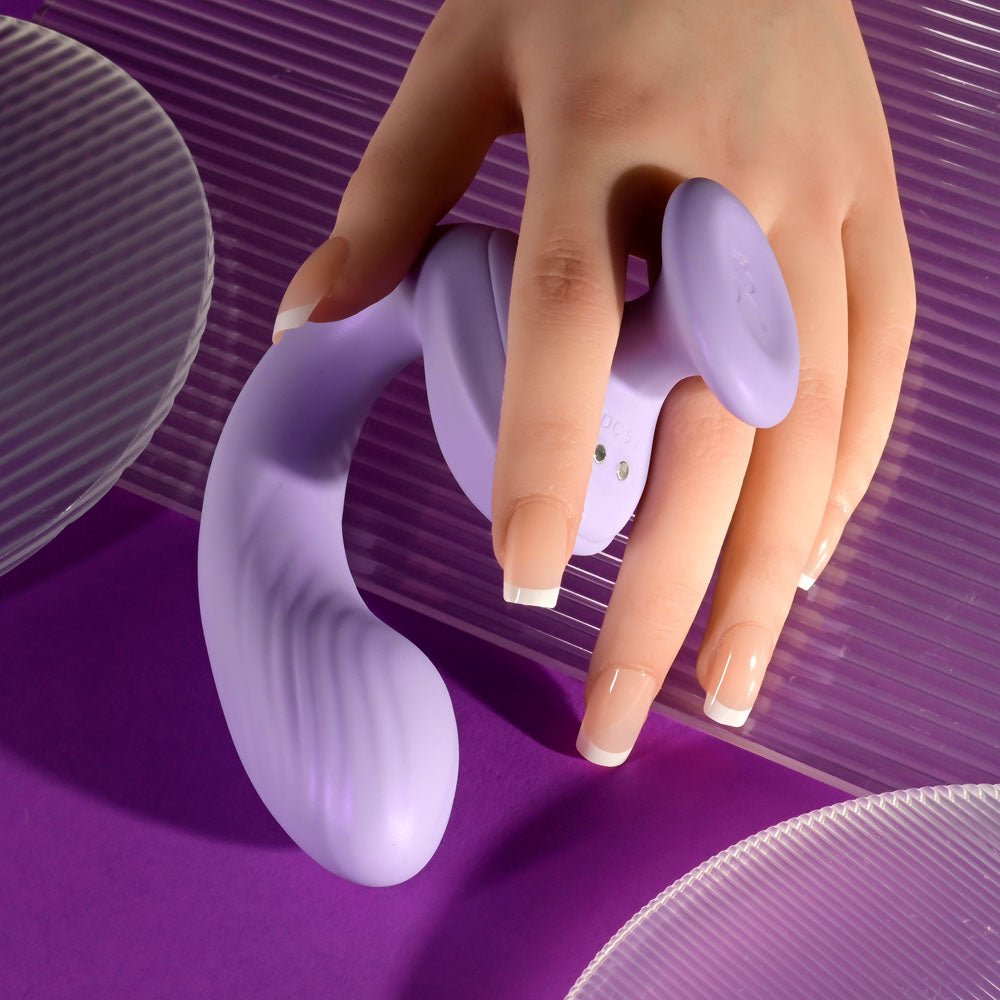 Playboy Pleasure REV ME UP - Purple USB Rechargeable Dual Motor Curved Vibrator - silkandsin