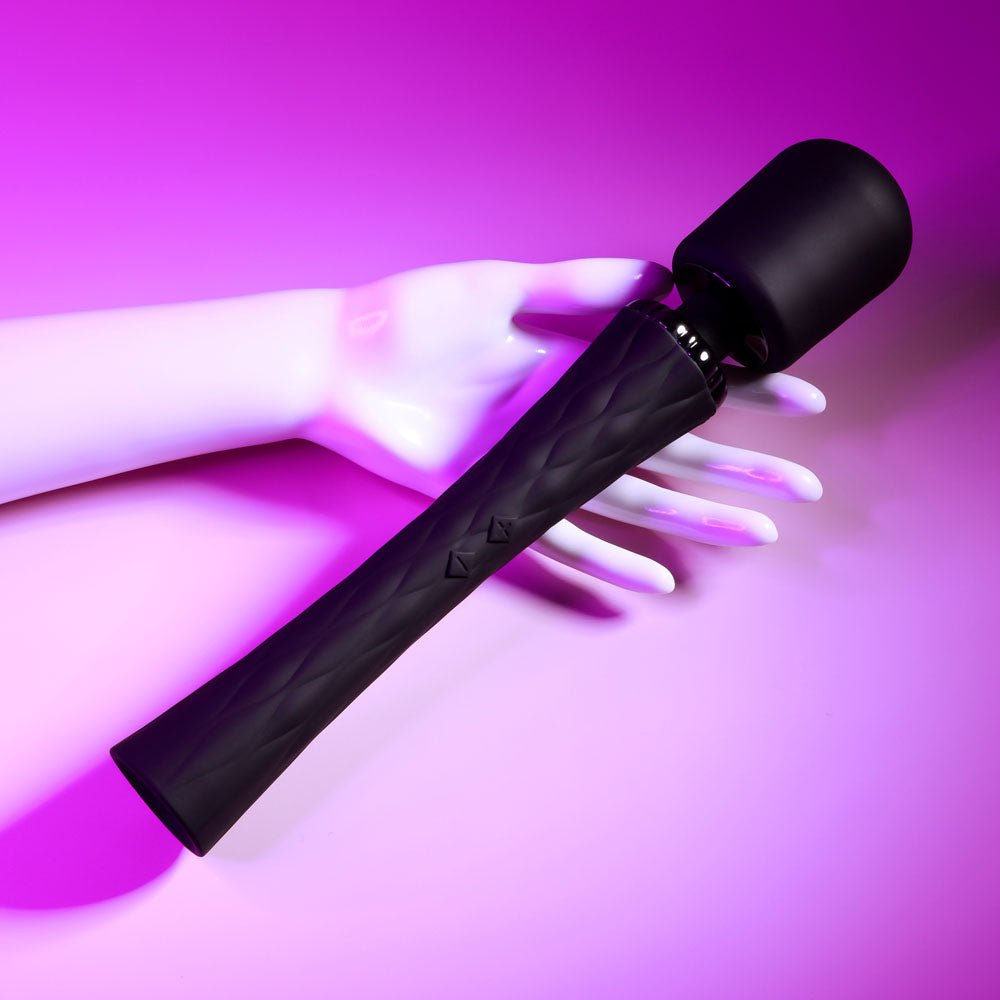 Playboy Pleasure ROYAL - Black 29.2 cm USB Rechargeable Massage Wand - silkandsin