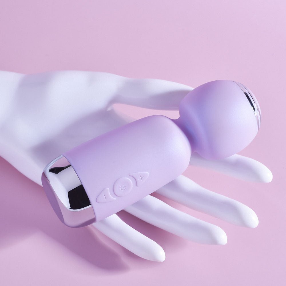 Playboy Pleasure ROYAL MINI - Lilac 12.5 cm USB Rechargeable Mini Wand Vibrator - silkandsin