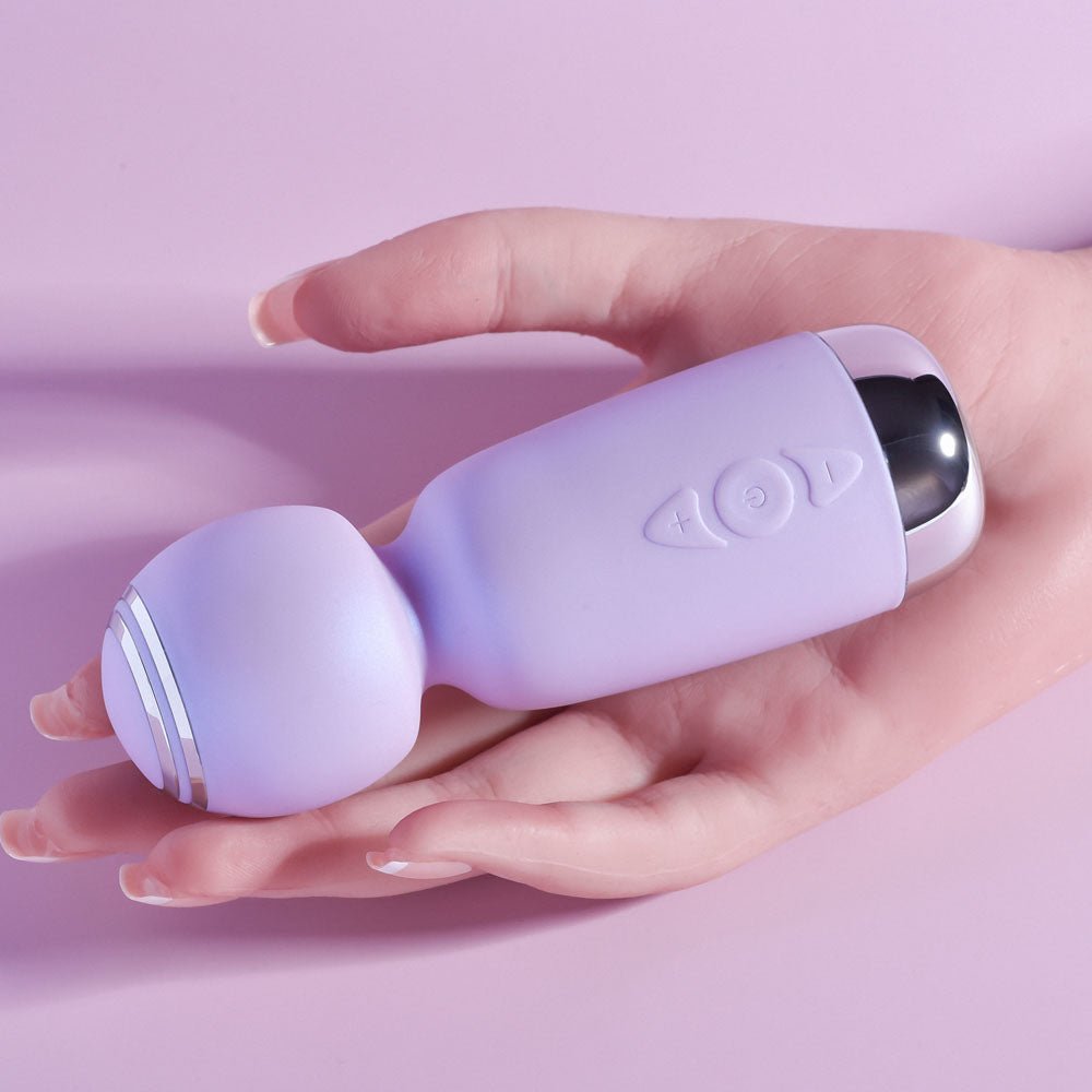 Playboy Pleasure ROYAL MINI - Lilac 12.5 cm USB Rechargeable Mini Wand Vibrator - silkandsin