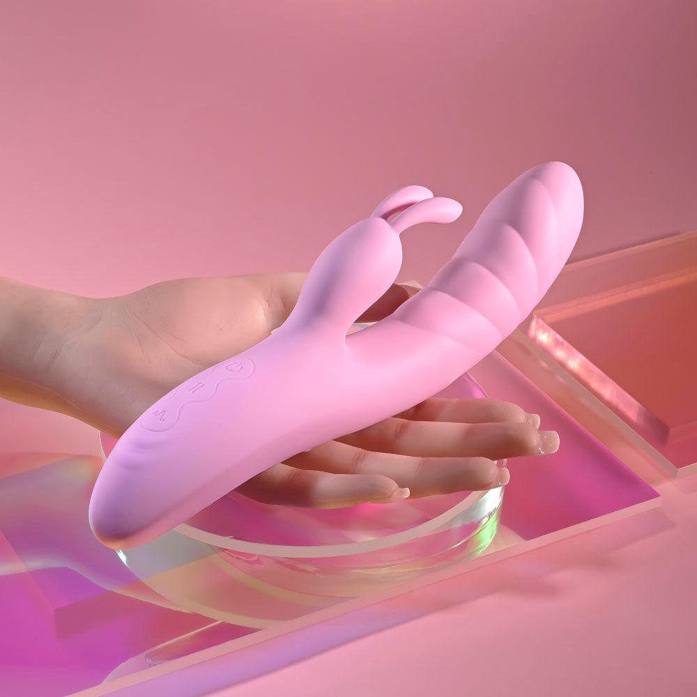 Playboy Pleasure RUB ME RIGHT - Pink 23.2 cm USB Rechargeable Thrusting Rabbit Vibrator - silkandsin