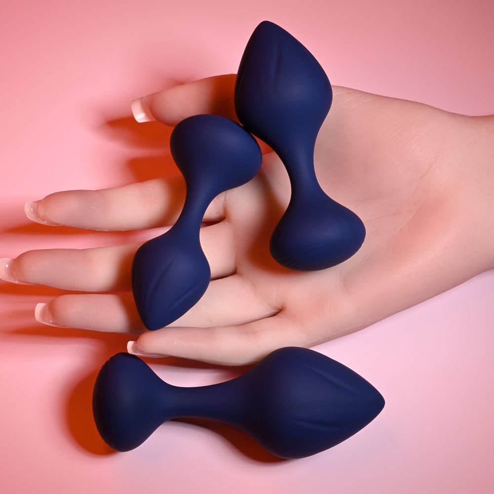 Playboy Pleasure TAIL TRAINER - Black Butt Plugs - Set of 3 Sizes - silkandsin