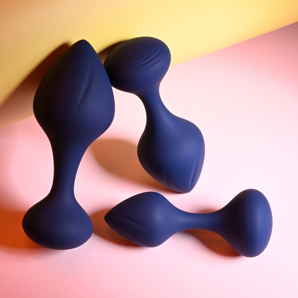 Playboy Pleasure TAIL TRAINER - Black Butt Plugs - Set of 3 Sizes - silkandsin