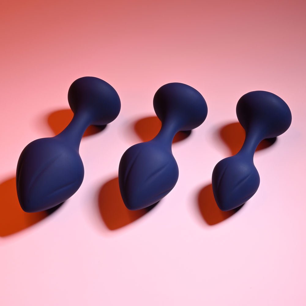 Playboy Pleasure TAIL TRAINER - Black Butt Plugs - Set of 3 Sizes - silkandsin